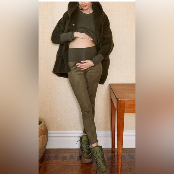 Hatch Pants - Hatch NWT Vegan Suede Before During After Maternity Leggings Olive Green Medium